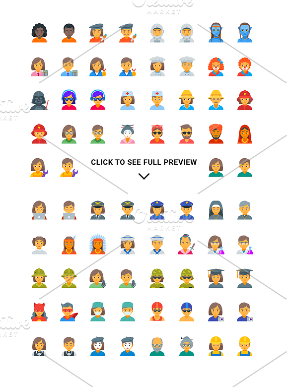 76 Flat People Icons in Graphics - product preview 2