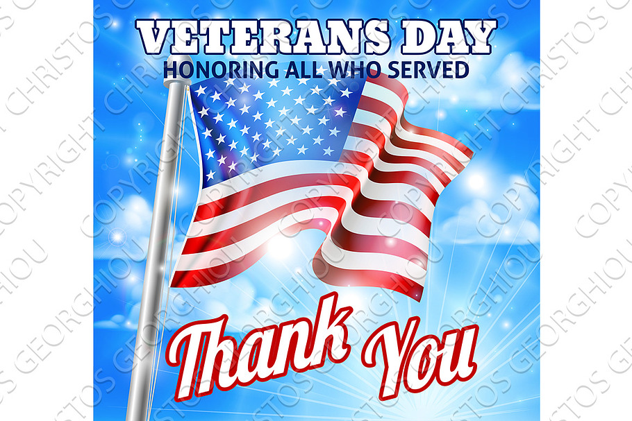 Veterans Day American Flag Design in Illustrations - product preview 8