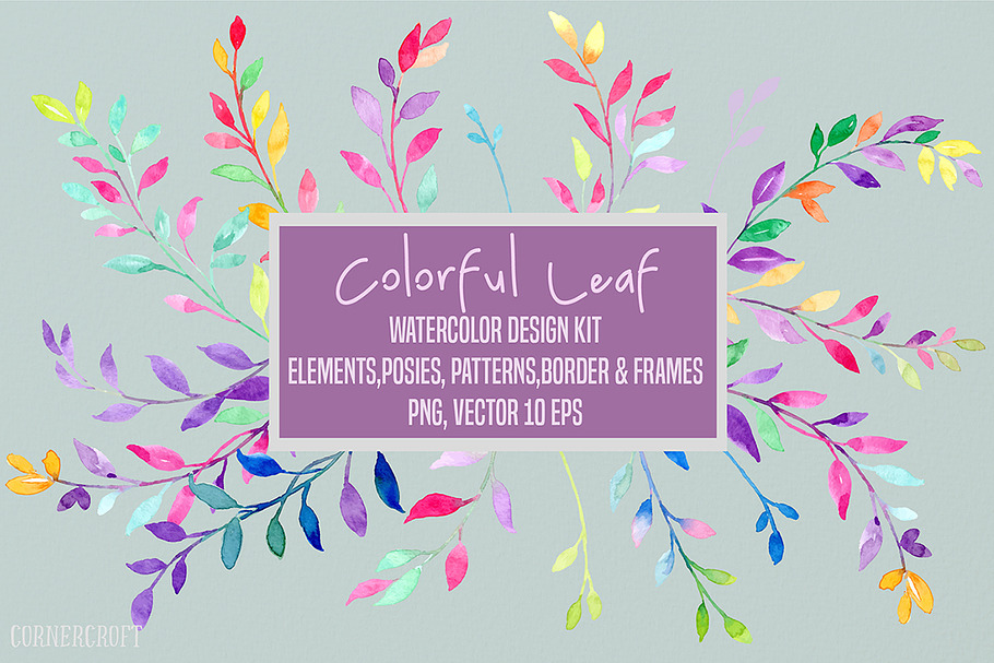 Colorful Leaf Design Kit Watercolor