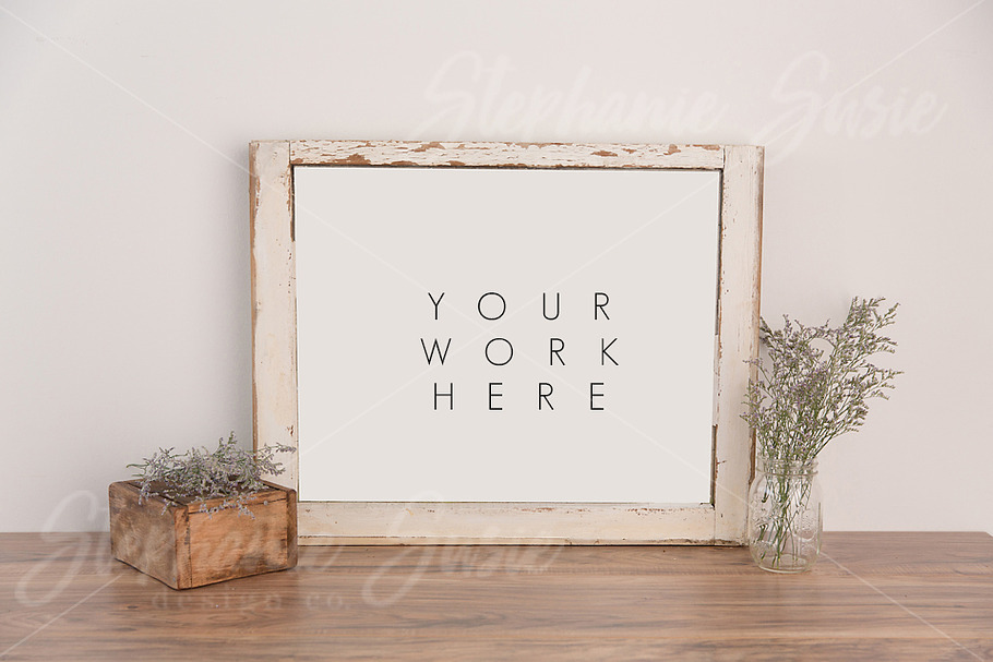 Rustic Frame Floral Mock Up in Print Mockups - product preview 8