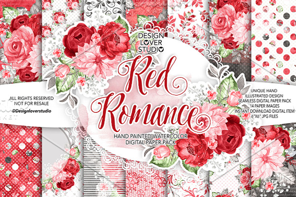 Watercolor RED ROMANCE DP