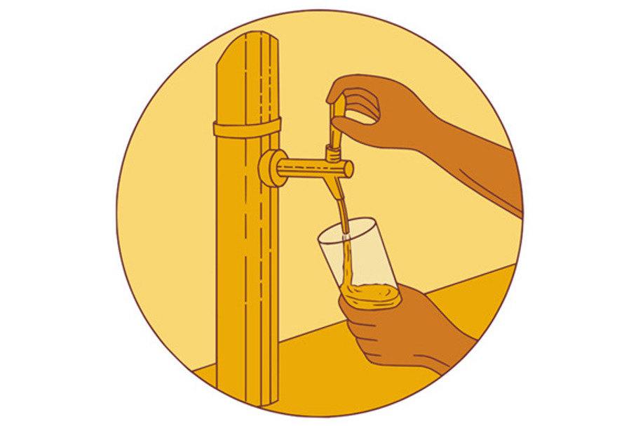Hand Holding Glass Pouring Beer in Illustrations - product preview 8