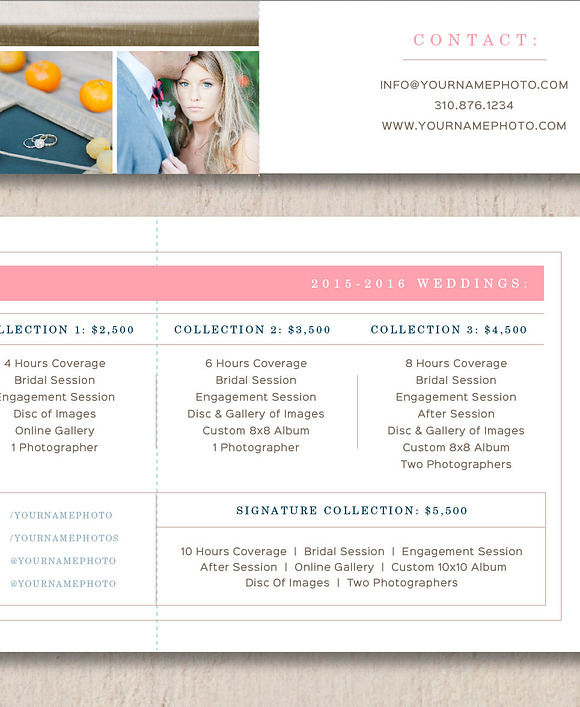 Price List for Wedding Photographers in Brochure Templates - product preview 2