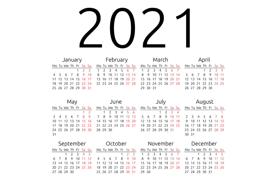 Simple calendar 2021, Monday | Creative Stationery ...