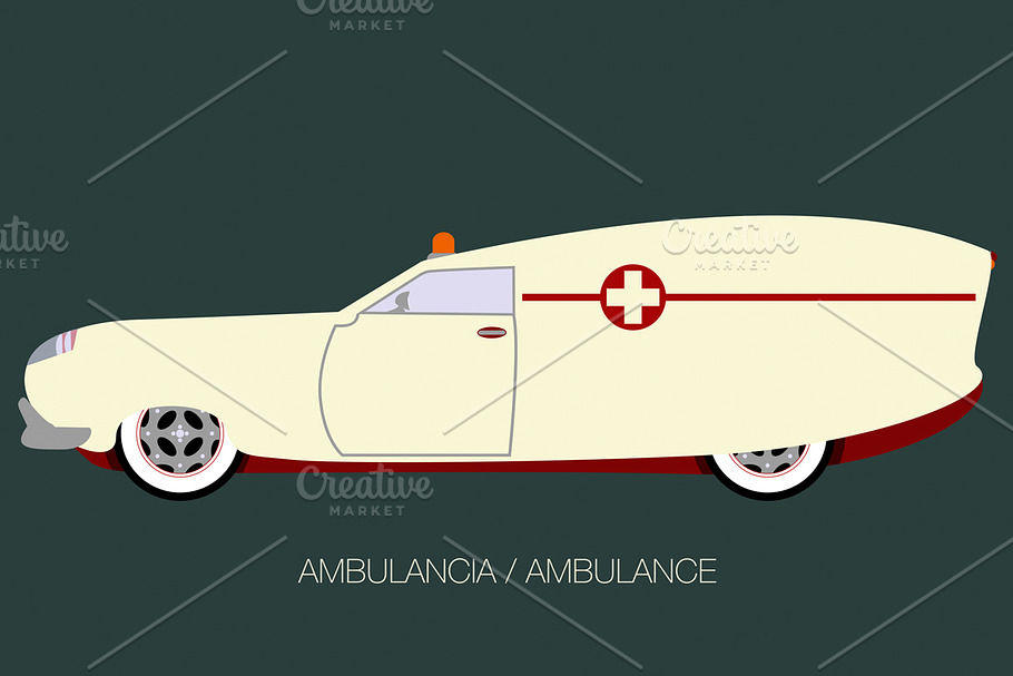vintage ambulance in Illustrations - product preview 8