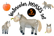 Watercolor Horses Set