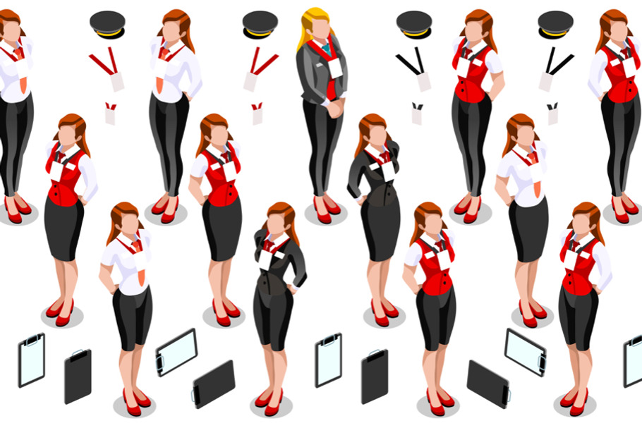 Isometric Woman Girl Icon Set in Illustrations - product preview 8