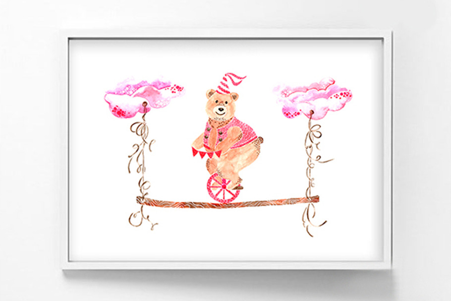 Printable Watercolor BabyBear Poster in Illustrations - product preview 8