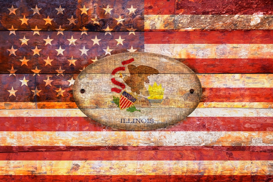 USA and Illinois flags. in Illustrations - product preview 8