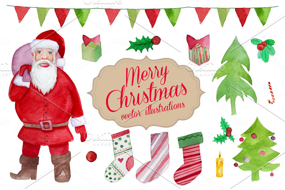 Merry Christmas set in Illustrations - product preview 8