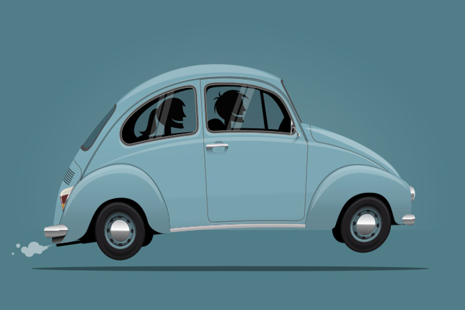 Cartoon Travel Vintage Car in Illustrations - product preview 8