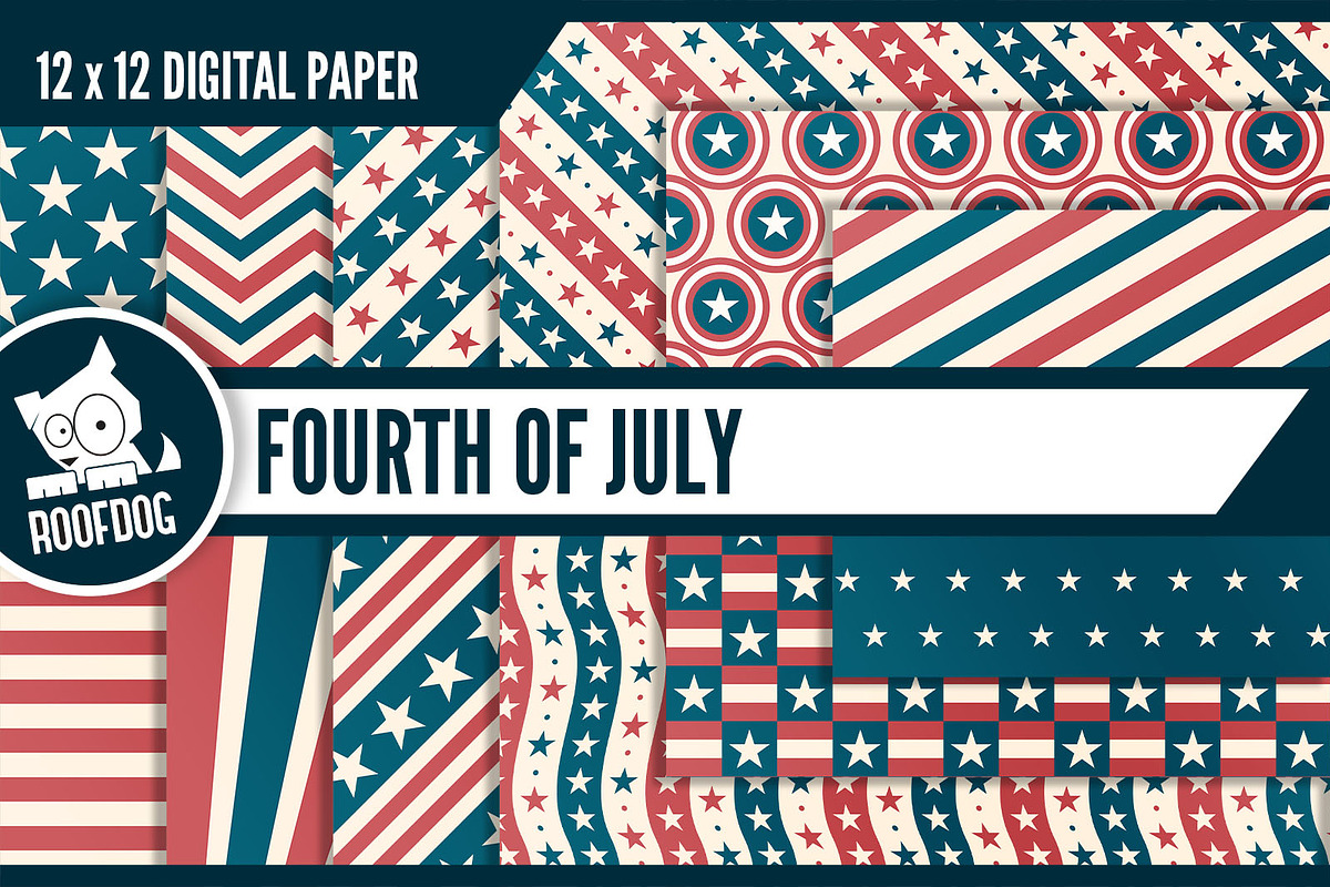 Vintage USA Fourth of July pattern in Patterns - product preview 8