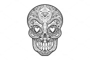 Sugar skull tattoo illustration