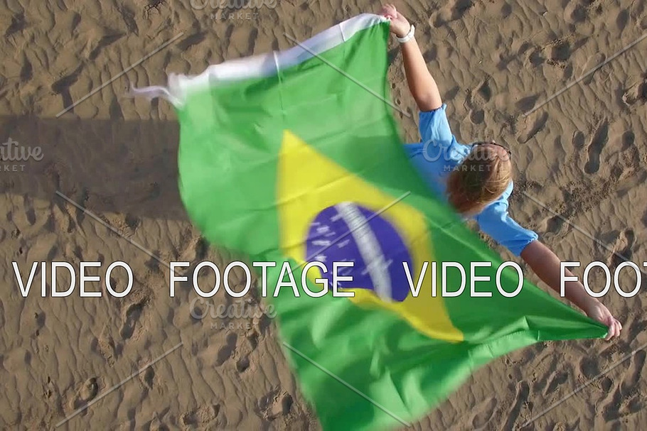 Aerial view of woman with Brazilian flag and nature scene in Graphics - product preview 8