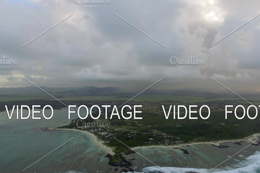 Flying over Mauritius Island with low clouds in Graphics - product preview 8