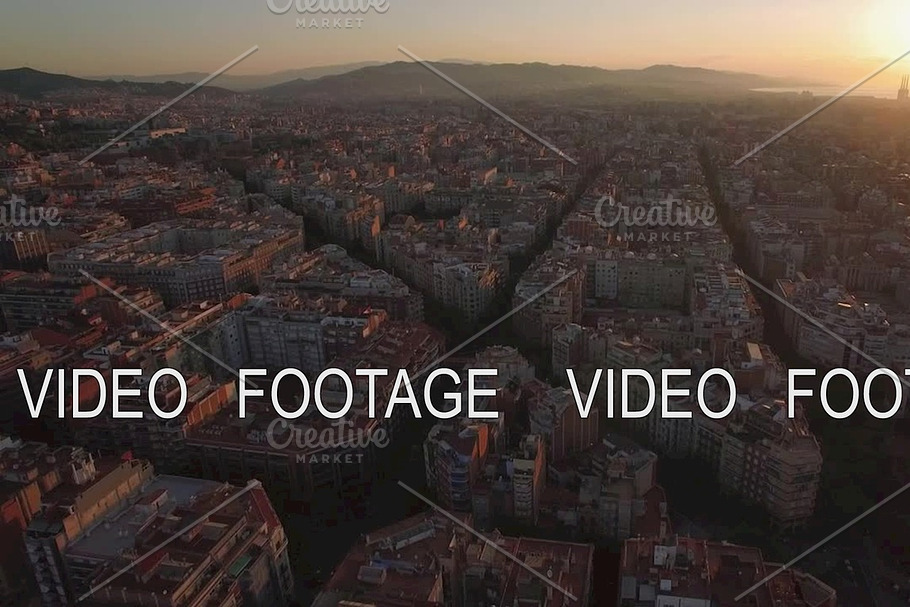 Aerial cityscape of Barcelona at sunset in Graphics - product preview 8