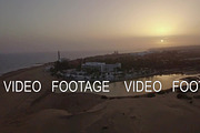 Aerial view of resort on Gran Canaria coast at sunset