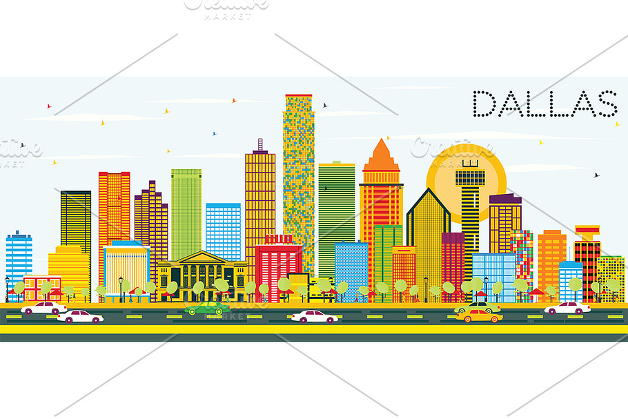 Dallas Skyline in Illustrations - product preview 8