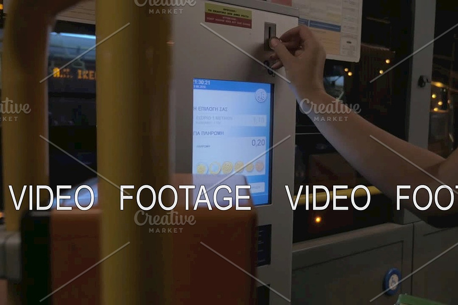 Woman using ticket machine to pay for bus ride in Graphics - product preview 8