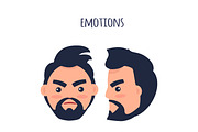 Emotions. Angry Man Face Isolated Illustration