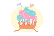 Cupcake with heart and text Bakery