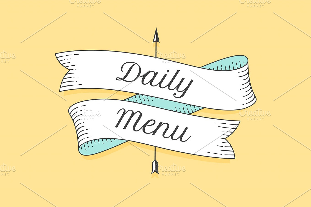 Old school vintage ribbon with text Daily menu in Illustrations - product preview 8