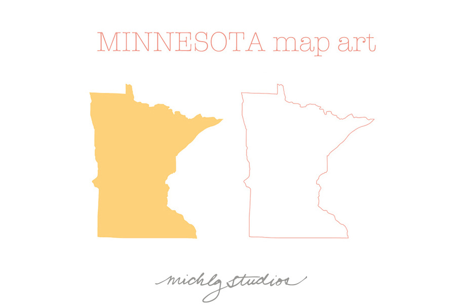 Minnesota VECTOR & PNG map art in Illustrations - product preview 8