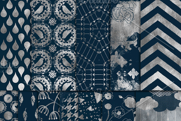 Digital Navy and Silver Paper