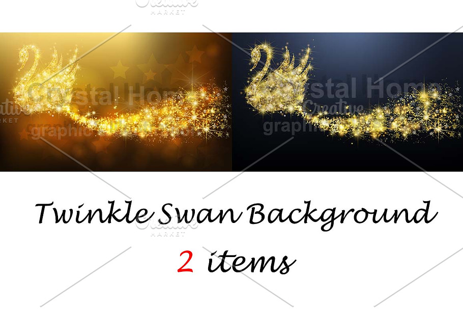 Twinkle swan background set  in Illustrations - product preview 8
