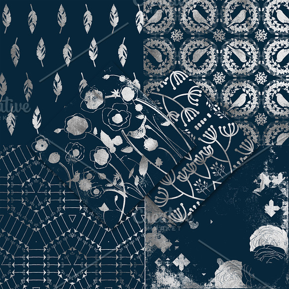 Digital Navy and Silver Paper in Patterns - product preview 2