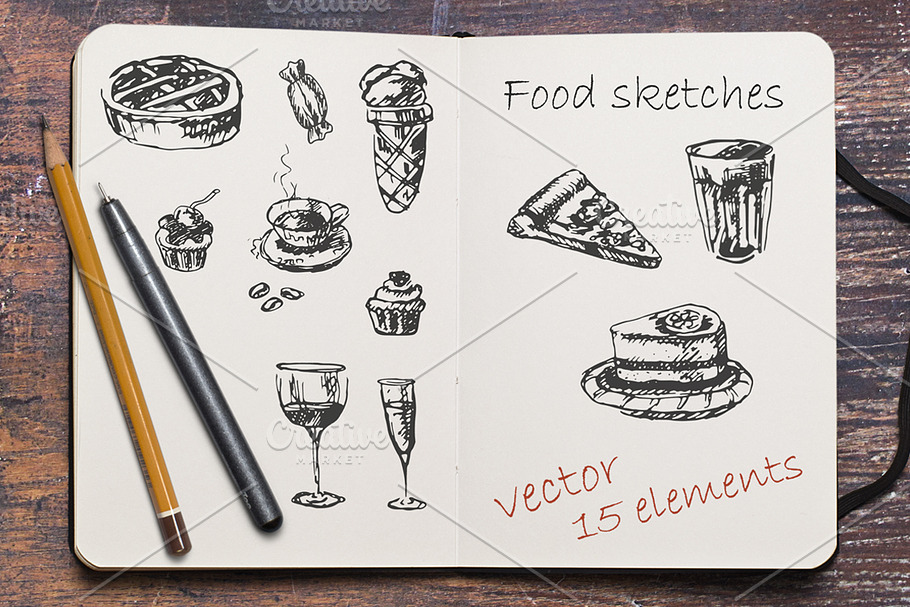 Sketches of sweets, pastries in Illustrations - product preview 8