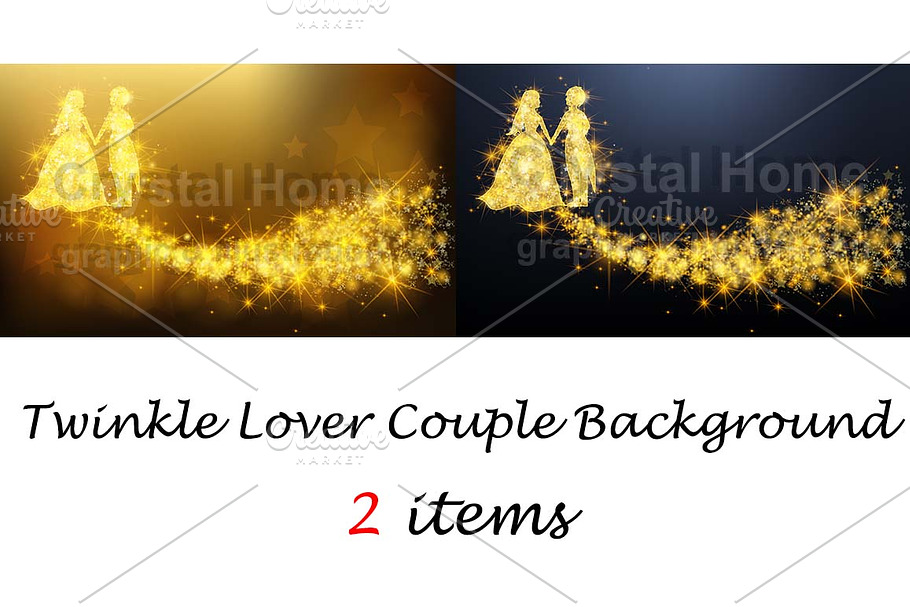 Twinkle lover couple background set  in Illustrations - product preview 8