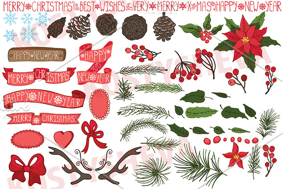 Christmas ,New Year Wreath,ribbons in Illustrations - product preview 1