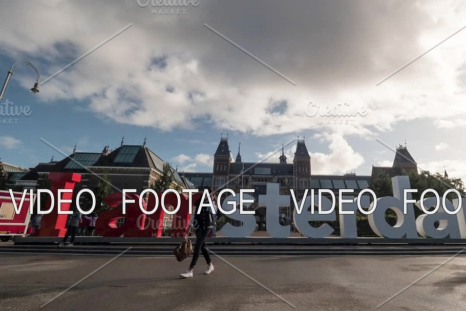 Timelapse of visitors at Amsterdam slogan, Netherlands in Graphics - product preview 8