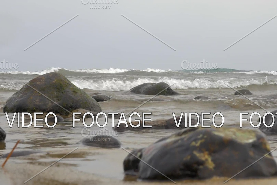 View of water moving between stones on the sand beach, Spain, Gran Canaria Island in Graphics - product preview 8