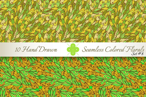 10 Colored Seamless Florals. Set #8 in Patterns - product preview 1