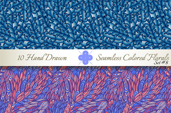 10 Colored Seamless Florals. Set #8 in Patterns - product preview 2