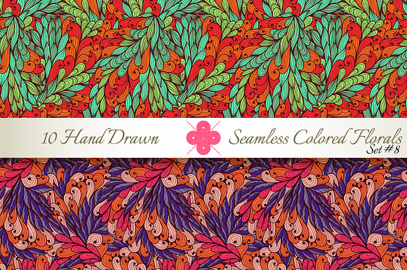 10 Colored Seamless Florals. Set #8 in Patterns - product preview 3