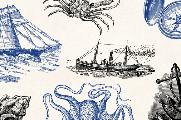 Nautical Engraving Illustrations in Illustrations - product preview 1