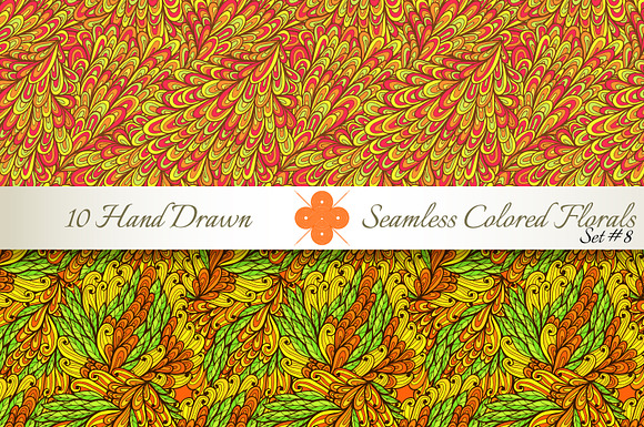 10 Colored Seamless Florals. Set #8 in Patterns - product preview 4