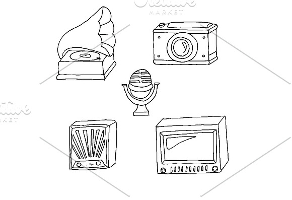Different kind of vintage devices in Illustrations - product preview 1