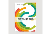 Annual report brochure design cover with multicolored semirings.