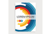 Annual report brochure design cover with multicolored semirings.