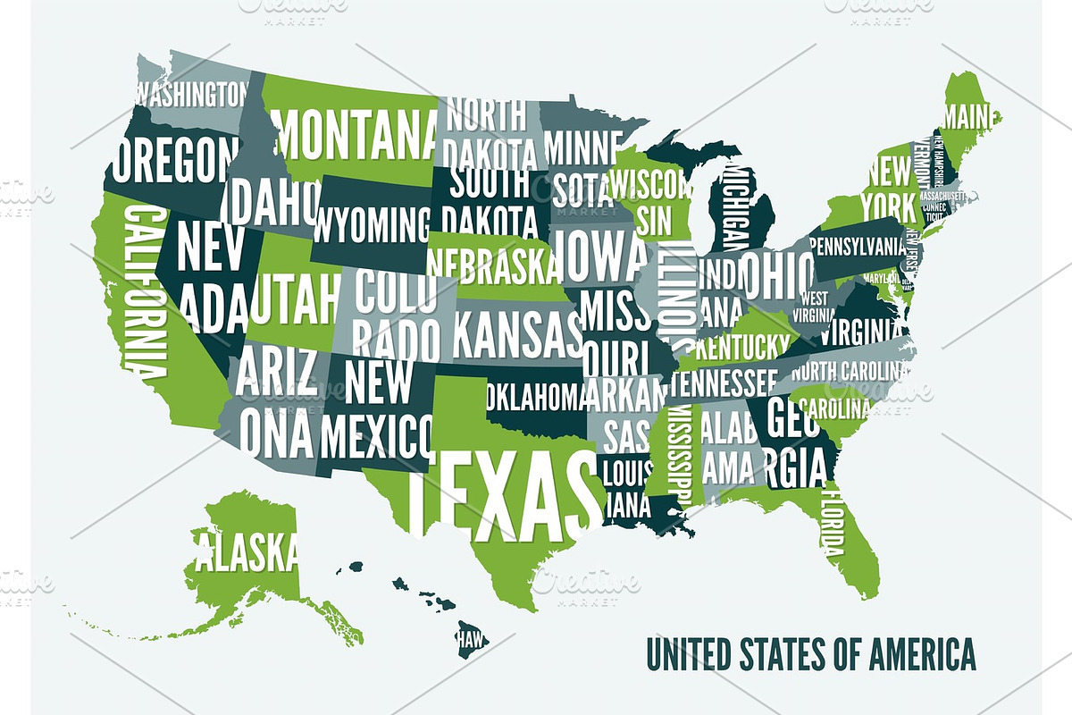 United  States of America map print poster design.  in Illustrations - product preview 8