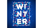 Winter typography design with white paper cut text