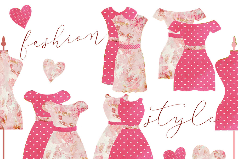 Vintage Dresses & Mannequin Clipart in Illustrations - product preview 8