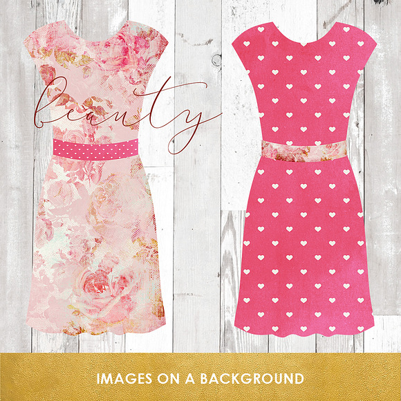 Vintage Dresses & Mannequin Clipart in Illustrations - product preview 4