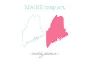 VECTOR & PNG Maine map art