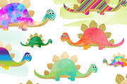 Rainbow Dinosaur Clipart Set
