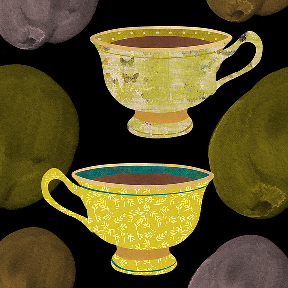 Vintage Teacup Clipart Set in Illustrations - product preview 2